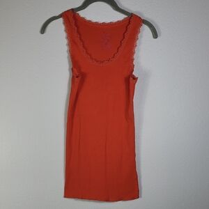 Y2K Rue21 Women Lace Tank Top Cami Size L Orange Vintage Slim Fitted Preppy